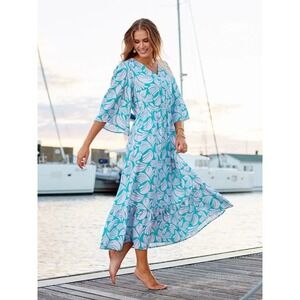 Mary Square NWT Melissa Dress Women's Large Sail Away Floral Pink Blue